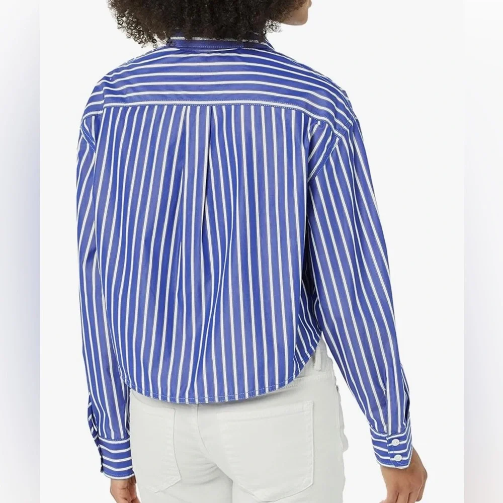 REBECCA TAYLOR Marseille Stripe Cropped Blouse - Picture 6 of 11